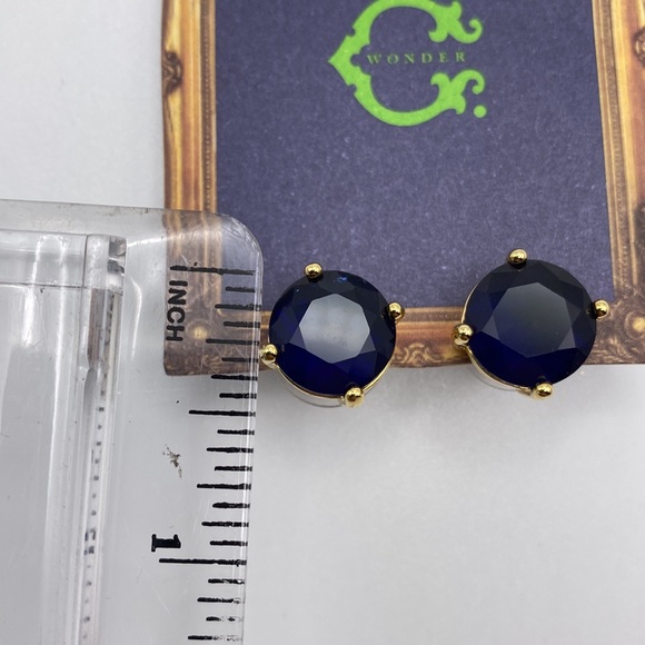 🎁 3 for $15. NWT!! C. Wonder Glass Sapphire Earrings - Picture 6 of 6